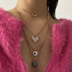 Heart Turquoise Bundle of 4 Necklace.